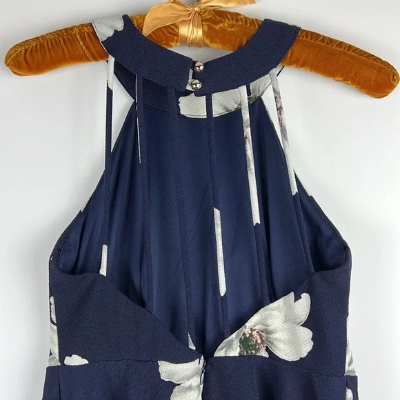 Papaya Navy Floral Print Halter Dress Sz: M - Picture 5 of 8